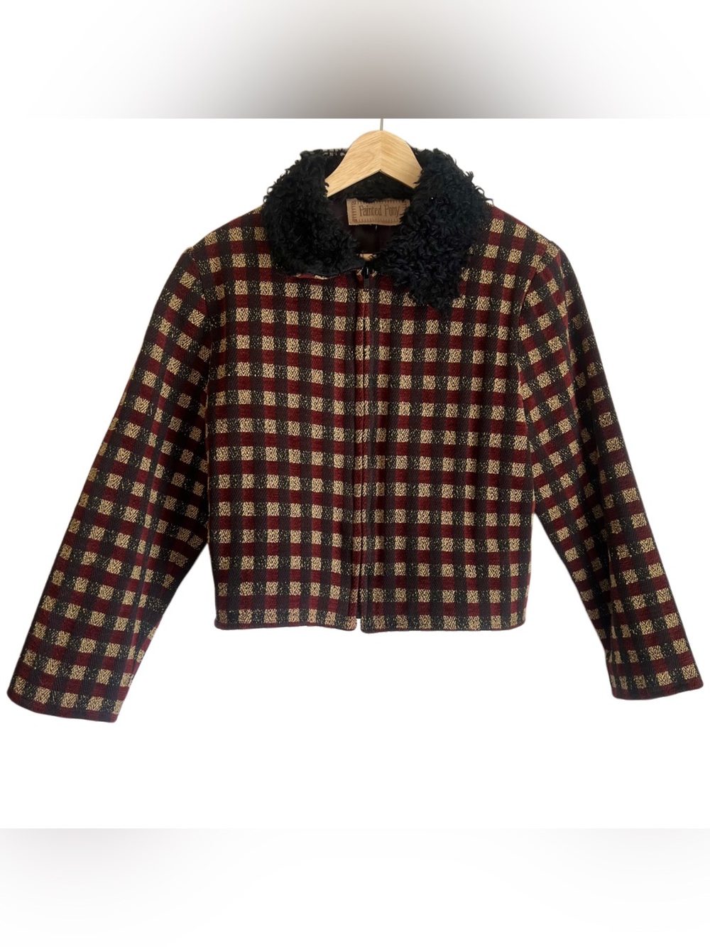 Painted Pony Plaid Zip Up with Fuzzy Collar